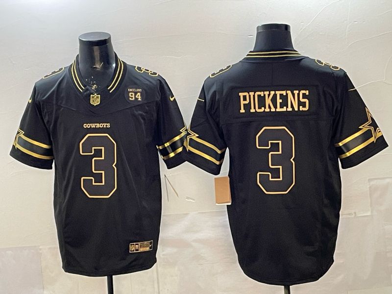 Men 2026 Dallas Cowboys #3 Pickens Black gold 6th generation Nike Limited NFL Jersey style 013